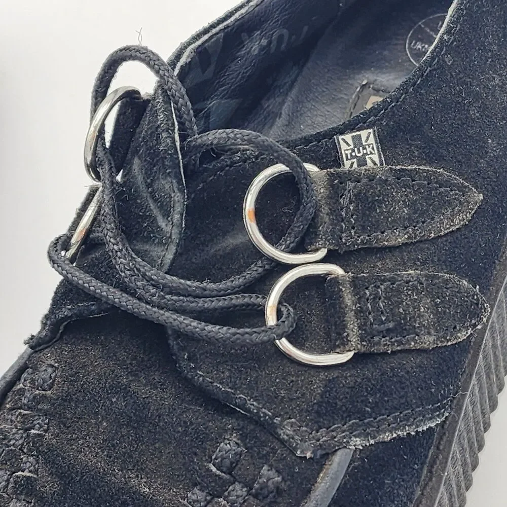 T.U.K. TUK Vintage Viva Mondo Creepers Platform Shoes Black Suede Women's Size 7